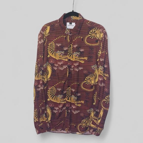 Topman tigerprint button up sz M - Picture 1 of 10